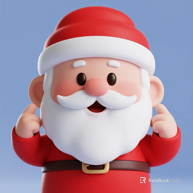Cute Santa Claus Doll With Red Hat White Beard And Smiling Face In Red Outfit 3d model 