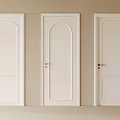 Three White Modern Hinged Doors With Panel Design And Metal Handles 3d model