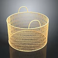 Golden Circular Metal Wire Storage Basket With Dual Handles For Home Organization