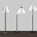 Modern Floor Lamps Featuring White Pleated Shades Curved Metal And Wood Bases