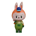 Adorable Rabbit Character With Orange Fur Blue Cap Green Overalls Fishing Rod Three Angles