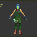 A Woman in Dark Blue Tank Top Cargo Pants Black Gloves Roller Skates Gray Background