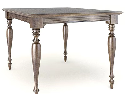Traditional Style Solid Wood Dining Table With Ornate Turned Legs And Smooth Top 3d model