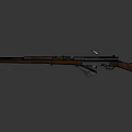 Vintage Military Style Rifle With Wooden Stock Metal Barrel Magazine And Bullet Detail