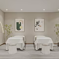 Modern Beauty Hair Salon Interior With Open Space Chandelier White Reception Desk And Product Shelves