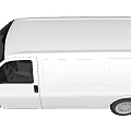 White Cargo Van Front View Featuring Black Grille Silver Wheels And Headlights 3d model