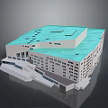 Modern Architectural Building With Blue Roof White Walls And Multi Level Design Structure