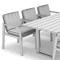 Modern Rectangular Dining Table Set With Wicker Back Chairs And Wooden Frame 3d model