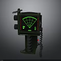 Green Radar Detection Instrument Featuring Fan Shaped Display Screen Knobs And Chain