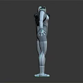 Silver Futuristic Bodysuit With Green Accent Lines And Metallic Shine Front Back Views
