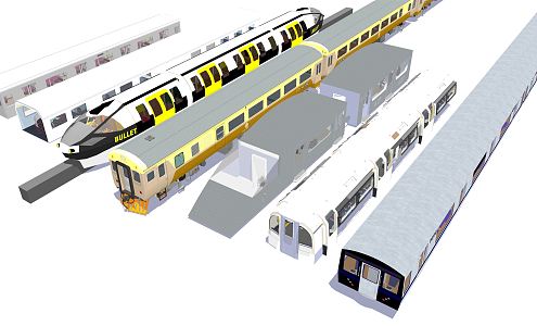 modern high-speed rail train 3d model