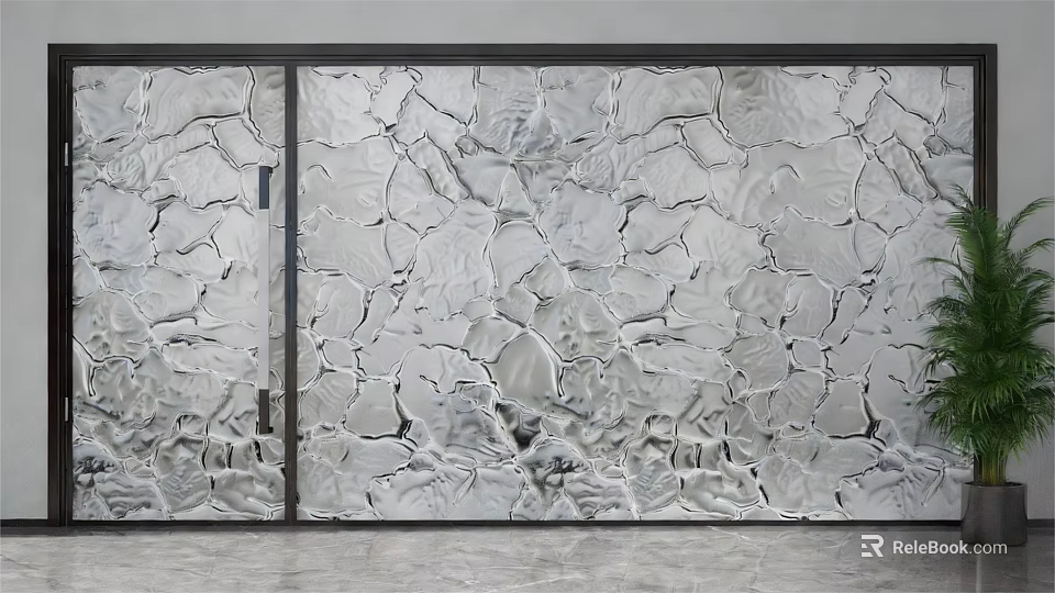 Modern Double Panel Textured Glass Partition For Interior Space Dividing 3d model 