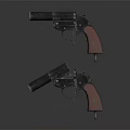 Two Vintage Revolver Pistols With Black Barrel And Brown Grip
