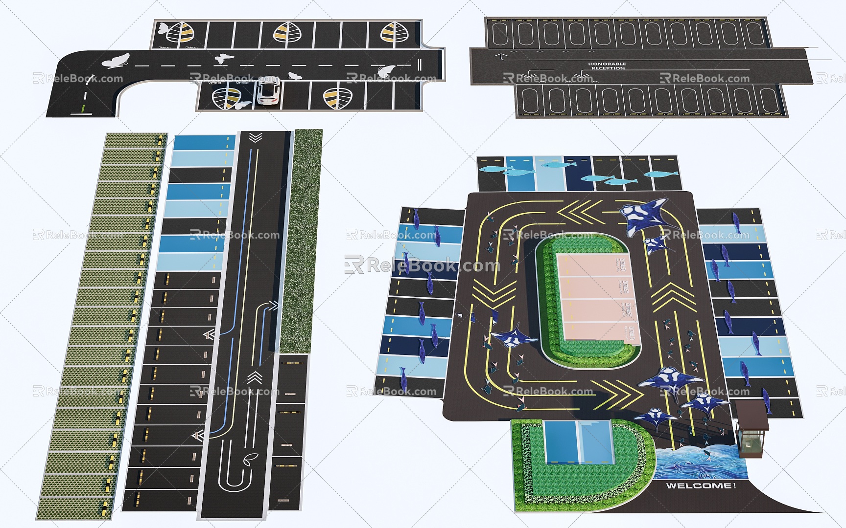 Parking lot Ecological parking lot Outdoor parking lot Wenchuang parking lot 3d model