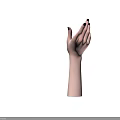 Two Human Hands With Black Nail Polish And Natural Skin On Gray Background