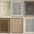 Traditional Square Rugs With Various Patterns In Neutral And Dark Tones 3d model