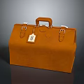 Durable Brown Leather Suitcase With Handle Metal Buckles And Hanging Tag