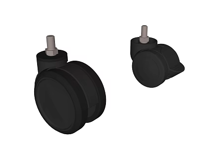 Durable Commercial Equipment Heavy Duty Casters with Black Rubber Wheels and Mounting Bolts 3d model
