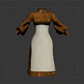 Traditional Cheongsam with Brown Top White Skirt and Red Floral Patterns Flared Sleeves