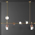 Modern Chandelier Design With Golden Metal Rods And Round Glass Globes