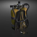 Yellow Scuba Diving Tank With Black Harness And Regulator Valve Equipment