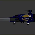Futuristic Blue And Yellow Sci Fi Aircraft Model With Number 236 And Weapon Appendages