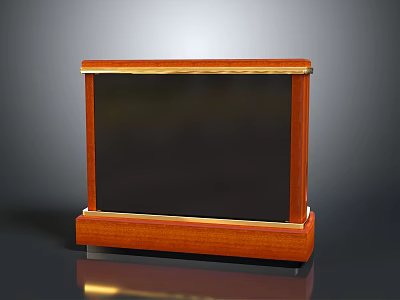 Classic Wooden Desktop Accessory Featuring Black Panel Gold Trim And Sturdy Base 3d model