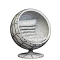 Stylish Spherical Leisure Chair With Metallic Exterior Brown Cushions And Silver Base