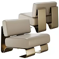 Modern Single Sofa With Beige Leather Upholstery And Sleek Metal Frame Design