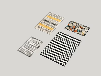 Square Area Rugs Featuring Chevron Geometric Striped and Grid Patterns 3d model