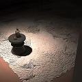 Stylish Rug with 3D Wavy Textured Pattern and Black Round Side Table with Glass Bottle