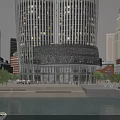 Modern Tall Office Building With Glass Facade In Urban Cityscape Surrounding Skyscrapers