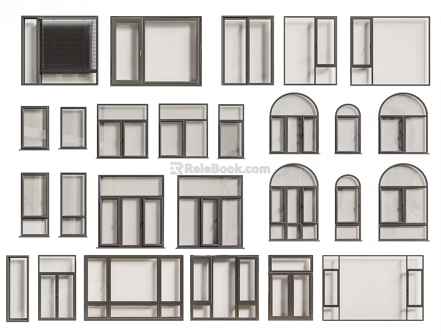 Modern floor-to-ceiling window sliding window casement window bay window balcony window system window frame broken bridge aluminum window 3d model