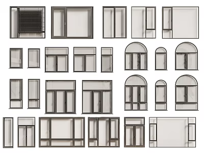 Floor-to-Ceiling Windows Various Design Styles With Architectural Frames And Shapes 3d model