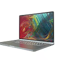Modern Sleek Silver Laptop With Vibrant Colorful Abstract Display Screen