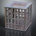 Heavy Duty Metal Cube Cage Equipment With Gridded Sides And Ringed Lid