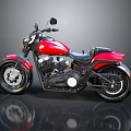 Modern Red Cruiser Motorcycle with Black Seat Shiny Wheels and Reflective Surface