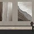 Two Abstract Paintings With Natural Texture And Neutral Tones For Modern Interior Wall Art