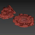 Detailed Sci Fi Structure Models With Complex Platforms And Asymmetric Designs 3d model