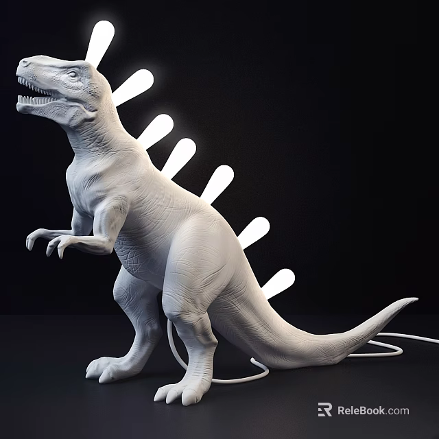 Dinosaur Shaped Table Lamp White Design With LED Lights On Back For Modern Home Decor 3d model 