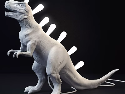 Dinosaur Shaped Table Lamp White Design With LED Lights On Back For Modern Home Decor 3d model