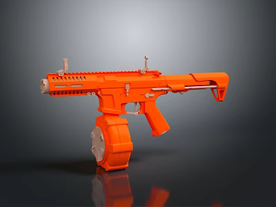 Orange Toy Weapon Gun With Magazine Barrel And Sight Design Features 3d model
