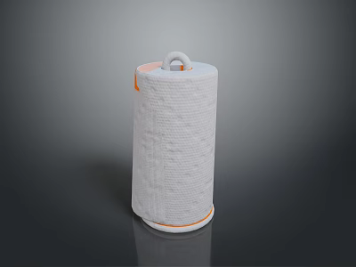 White Kitchen Paper Towel Roll With Orange Trim And Handle For Home Use 3d model