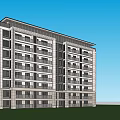 Modern Residential Building Simple Multi-storey Residence 3d model