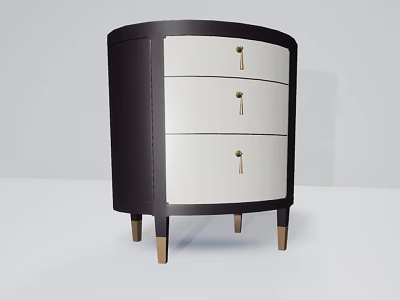 Modern Nightstand With Dark Frame White Drawers And Gold Legs Design 3d model