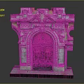 Intricate Architectural Stone Doorway With Ornate Carvings Decorative Top And Brass Details