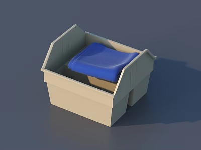 Industrial Equipment Storage Container With Beige Structure And Blue Cushion 3d model