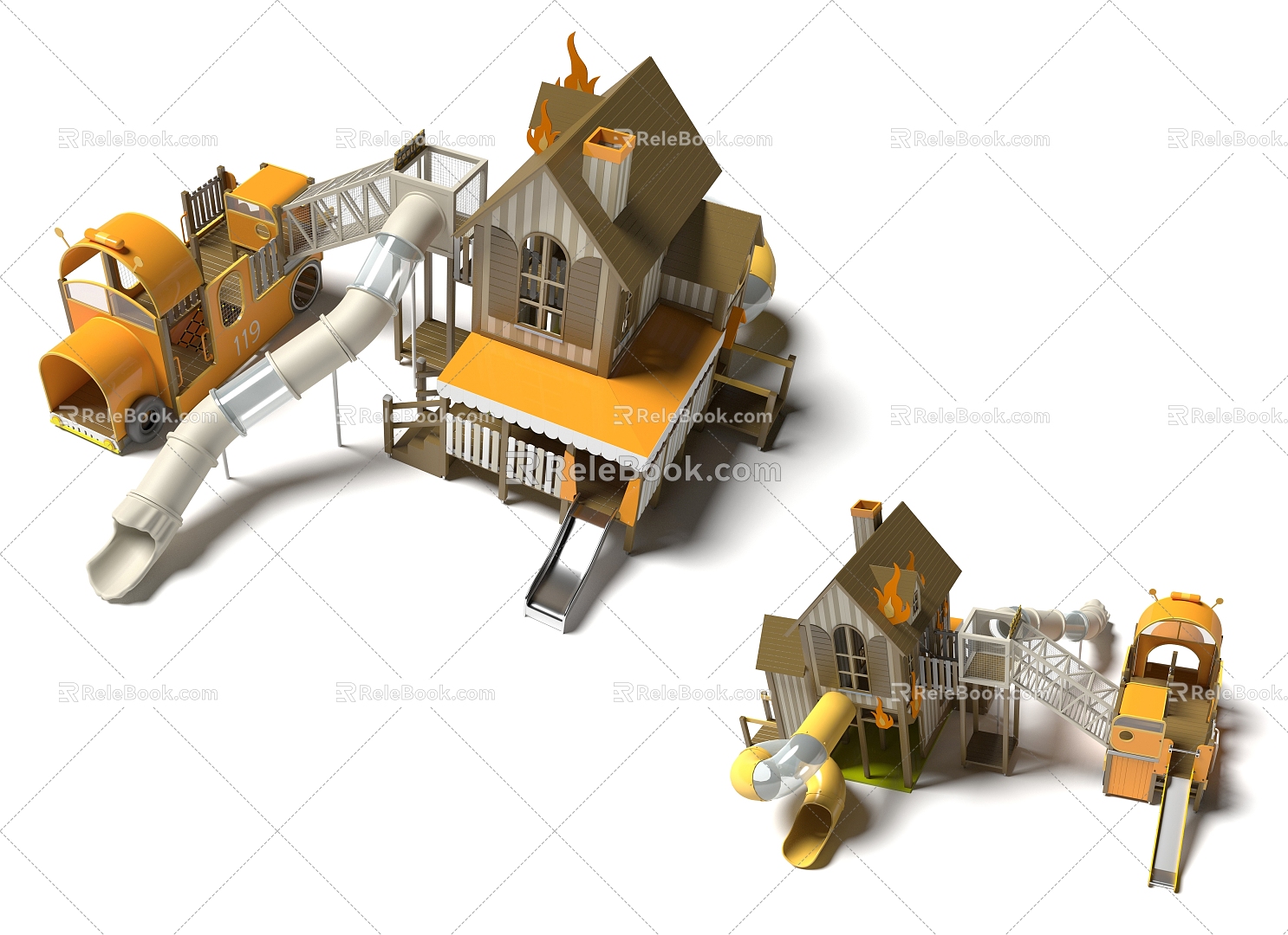 Manor Train Farm Theme Slide Climbing Paradise Features House Fun Children's Paradise 3d model