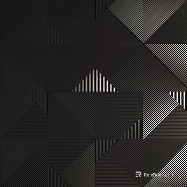 Black Wall Design With Geometric Patterns Triangles Rectangles And Textured Lines 3d model