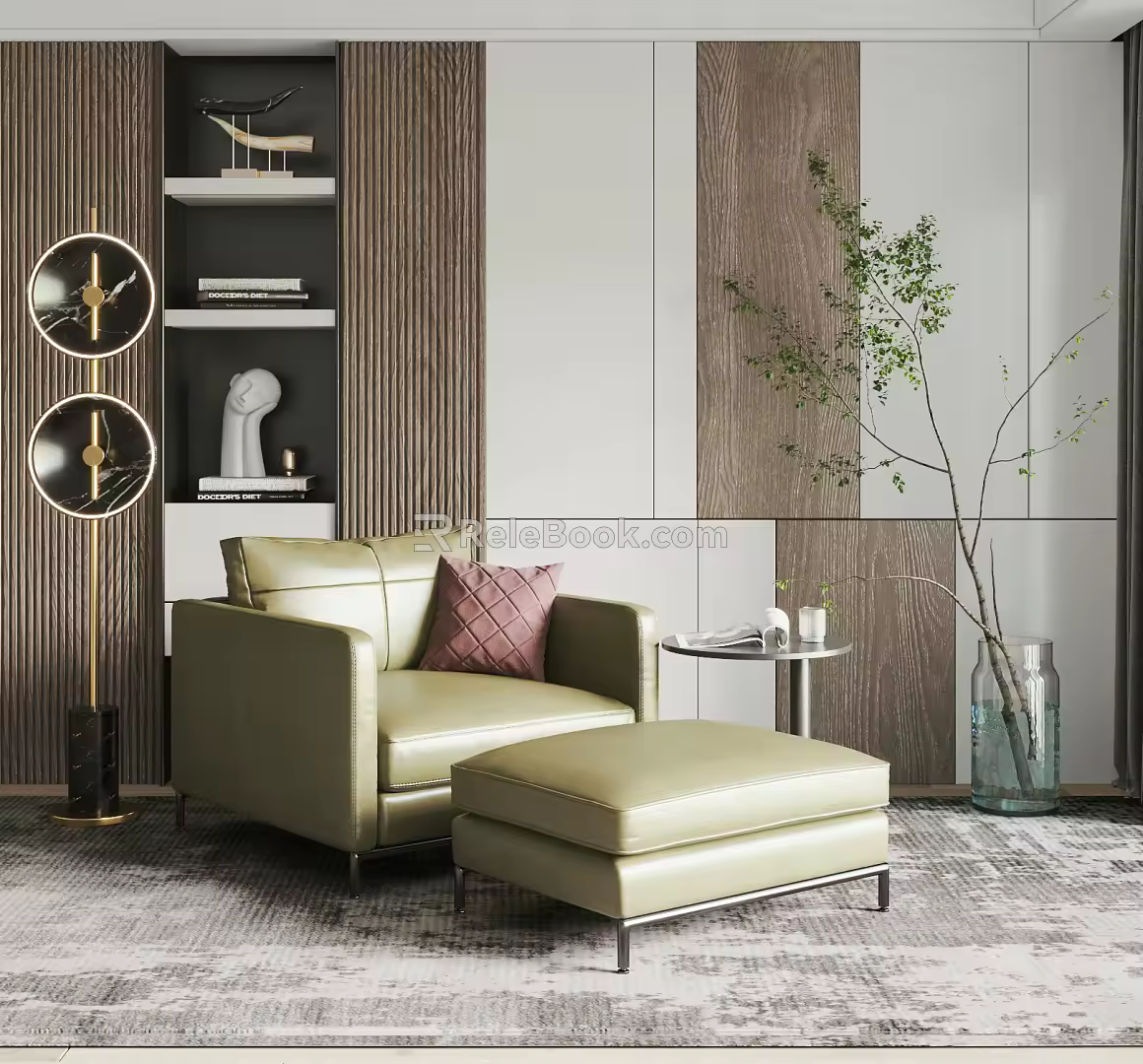 Modern Single Sofa Single Sofa Pedal Combination 3d model
